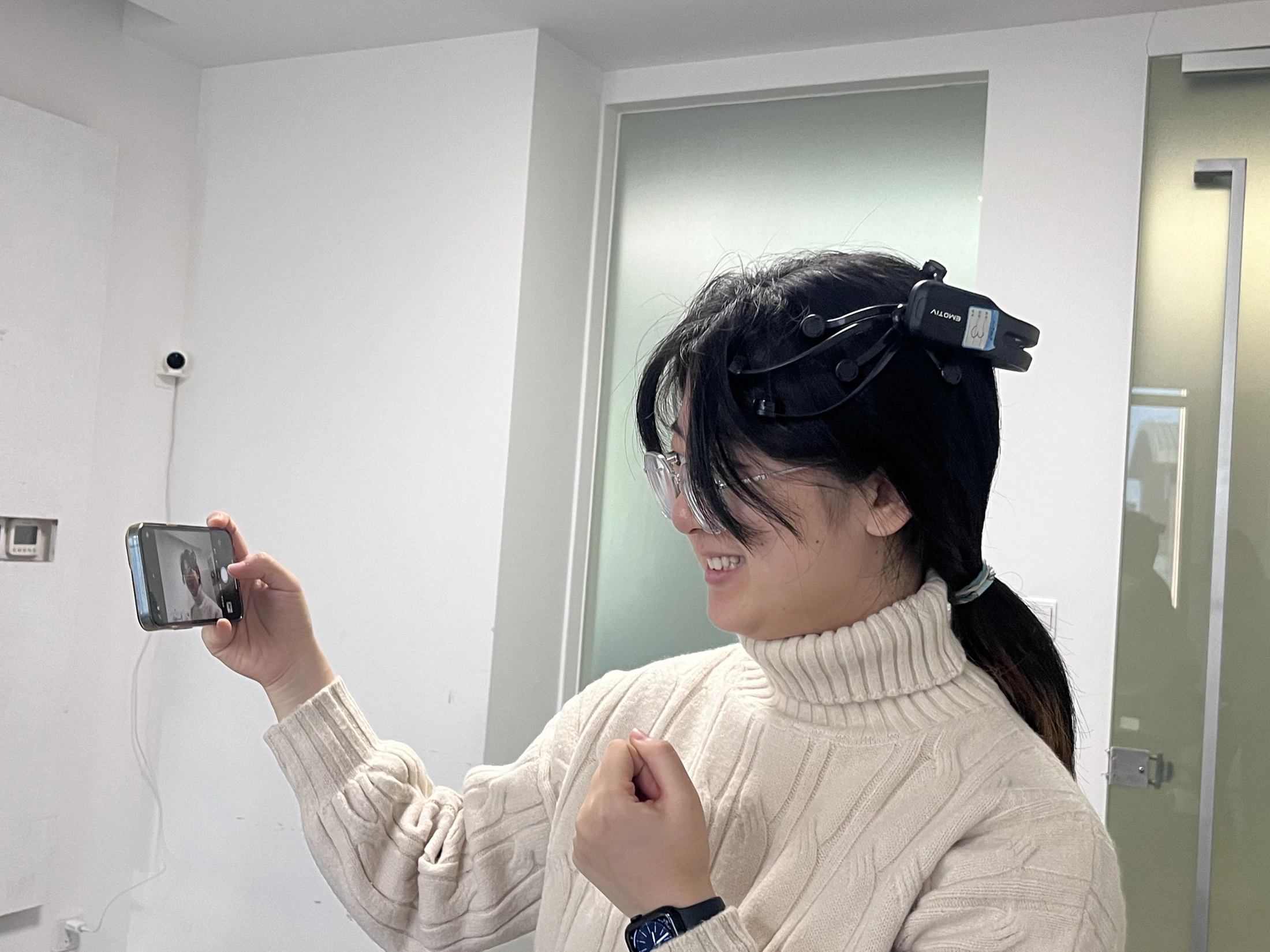 EEG equipment worn during the study.